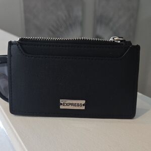 Express Black Slim Card Holder with Zip Coin Pocket